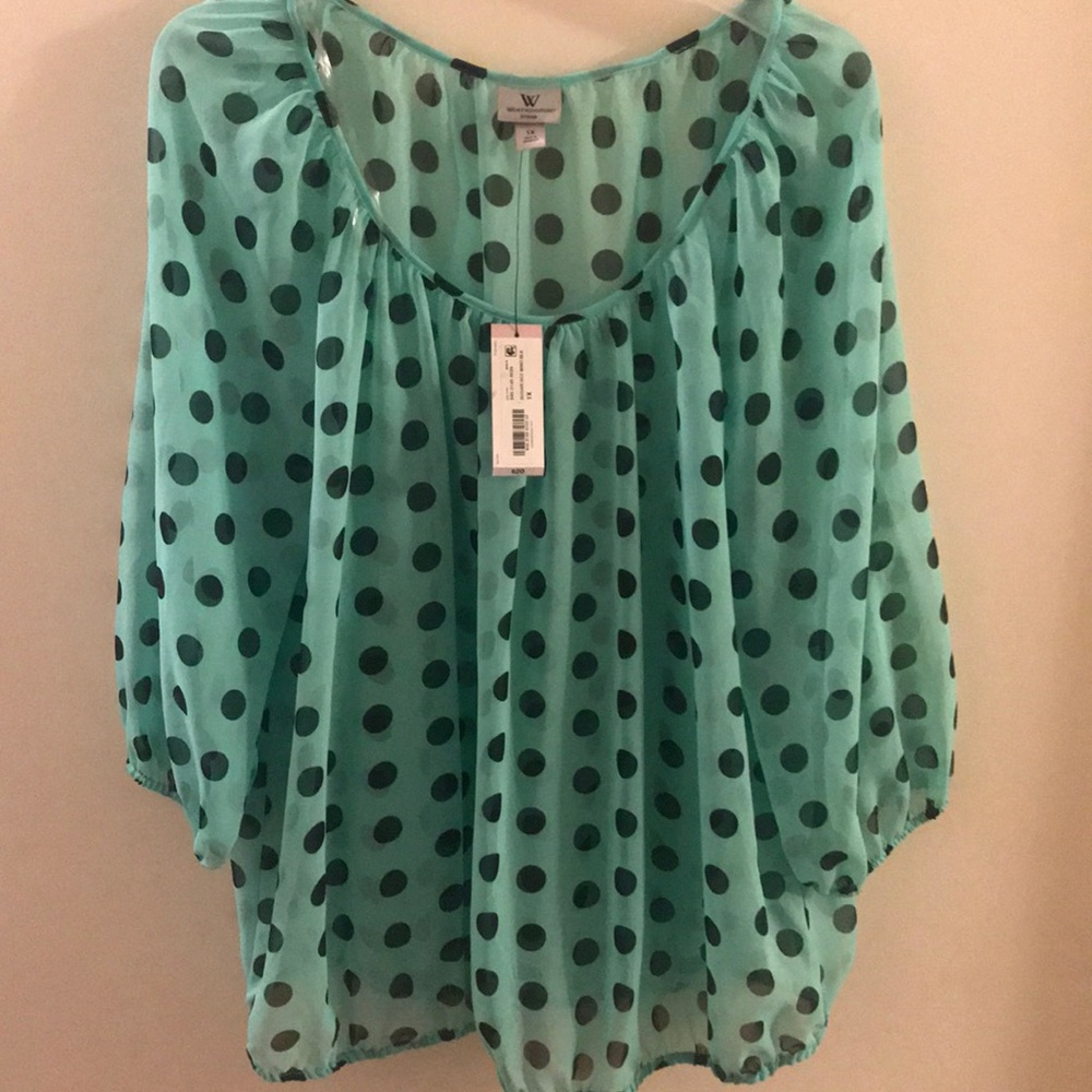 Worthington sheer polka dot blouse